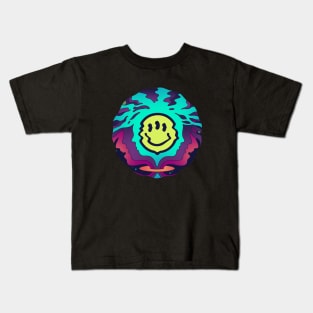 Three-eyed smiley - wavy circle Kids T-Shirt